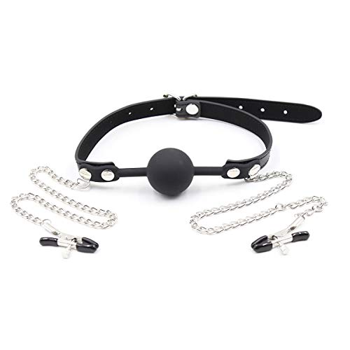 Silicone Ball Gag with Nipple Clamps