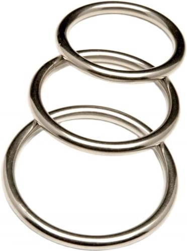 3 Metal Cock Ring Set - 4.5cm, 5cm & 6cm diameters