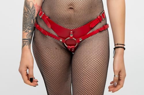 Luxury Red Leather Strapon Harness