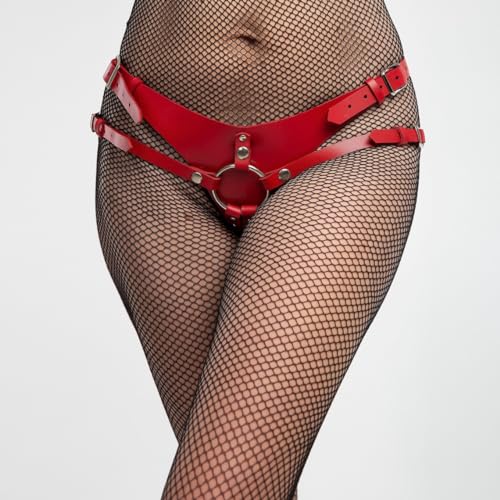 Luxury Red Leather Strapon Harness