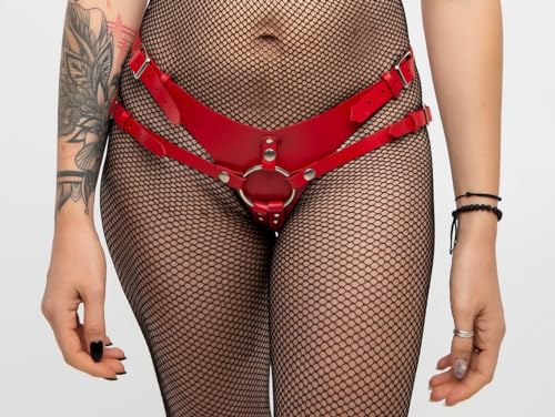 Luxury Red Leather Strapon Harness